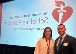 Assistant Professor Luis Torres poses with Ivana Culic, a senior in the Exercise Science program and AHA HSI Scholar